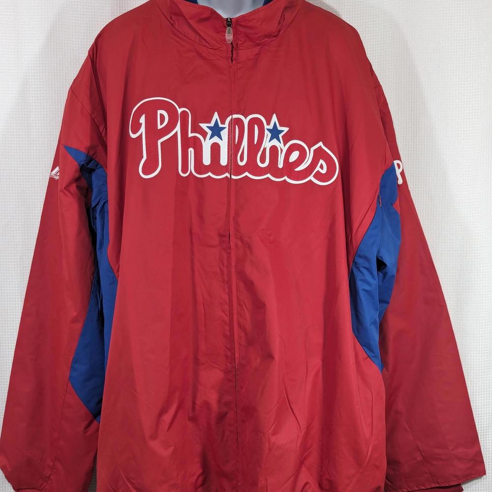 NWOT! PHILADELPHIA PHILLIES! MAJESTIC BASEBALL NYLON, THERMAL LINED JACKET!SZ 6X - Picture 2 of 10